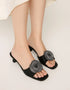 Rosavia heel slides – black with silver floral embellishment